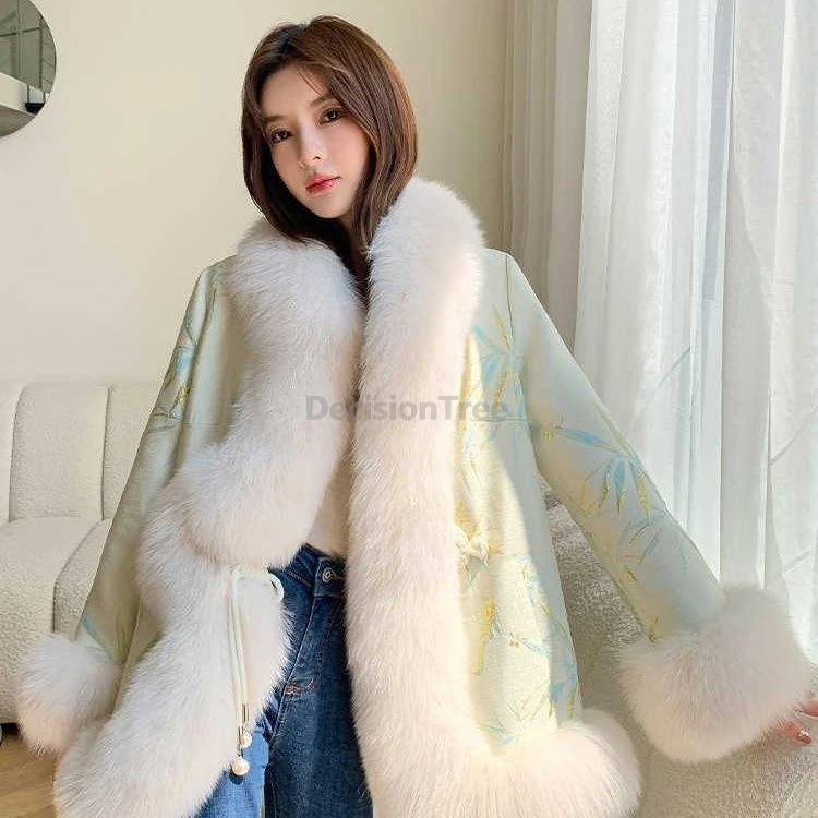 معطف بدلة تانغ على الطراز الصيني القديم لعام 2025 معطف شتوي دافئ من فرو الثعلب المقلد سترة نسائية متعددة الاستخدامات بمزاج شبابي #3