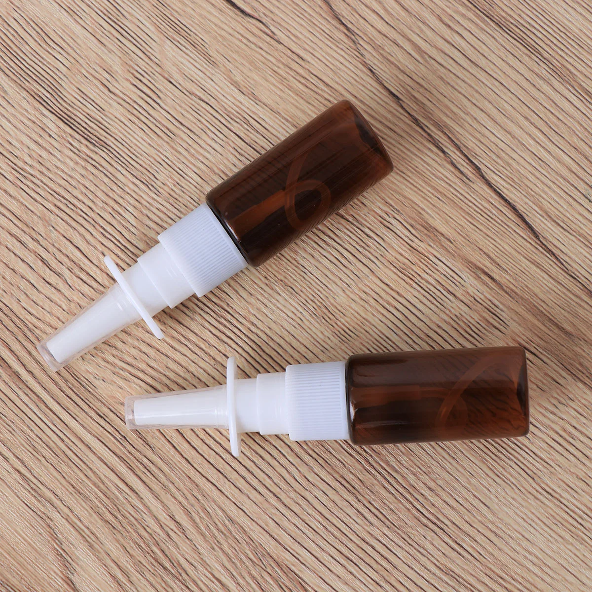 15pcs 15ml Portable Nasal Sprayer Bottle Refillable Fine Mist Empty Spray Bottles (Brown Pet + 18R Direct Injection)