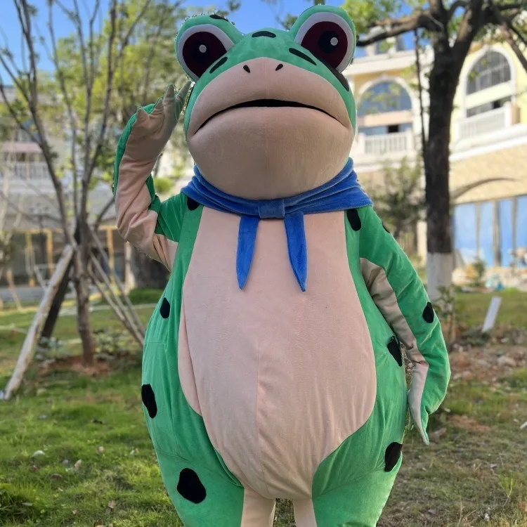 Funny Mascot Frog Doll Costume Propaganda Cartoon Anime Clothing for Adult Halloween Easter Parties