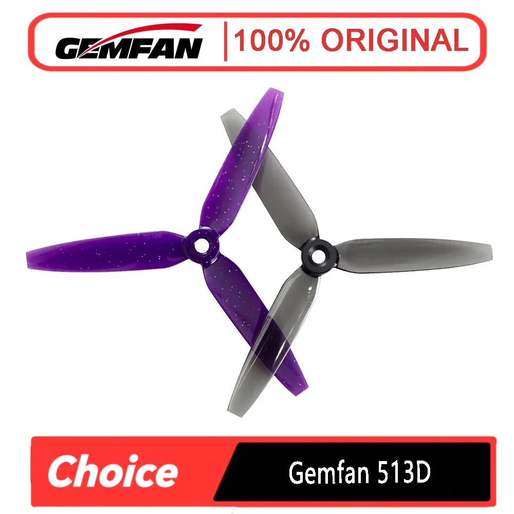4쌍/세트 Gemfan 513D 프로펠러 - 5인치 3-블레이드 PC 5.1X3.5X3, 멀티로터 RC FPV 프리스타일 3D 드론 DIY 액세서리용