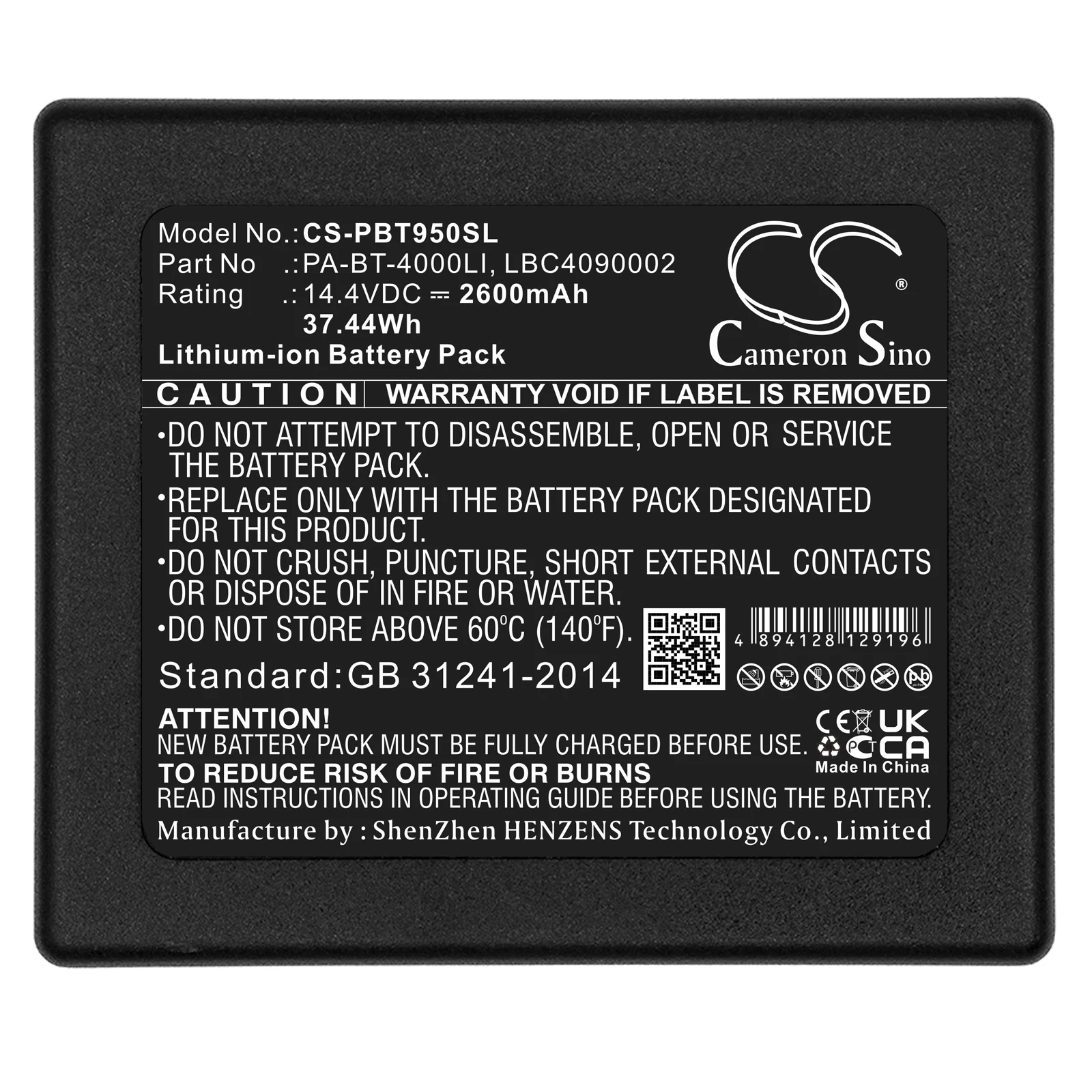 

Cameron Sino 2600mAh/3400mAh Battery for Brother PA-BB-001,PA-BB-002,PT-D800W,E850TKW,P900W,P950NW,RJ4030,RJ4040,TD-2120N,2130N
