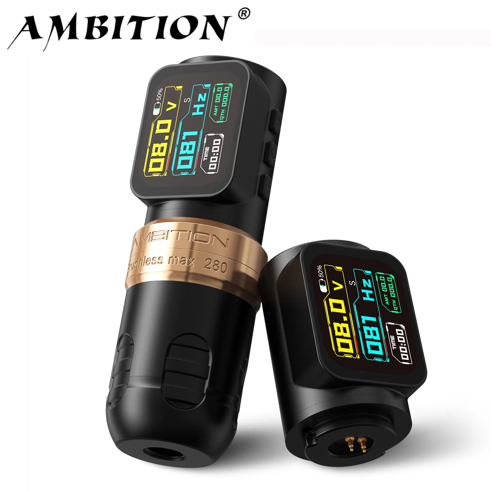 Ambition Ninja Max 280P Brushless Motor Tattoo Machine 4.5mm/3.5mm Stroke Straight Rod Direct Drive Wireless Tattoo Pen Supply