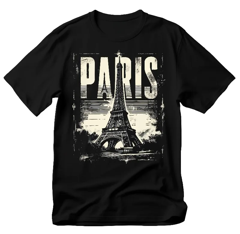 Paris Eiffel Tower T-Shirt: Euro Trip Souvenir Tee Summer Men's and Women's Loose and Breathable T-shirt Top
