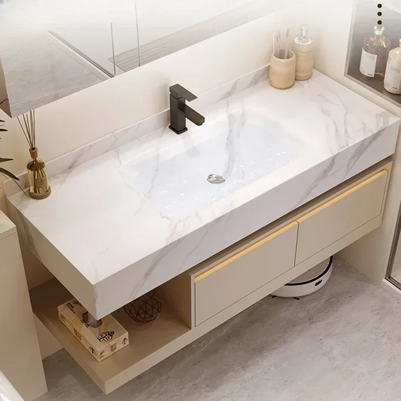 c13-Nordic Cream Style Wall-mounted Bathroom Cabinets Multifunction Design Vanity Smart Mirror Cabinets Furniture Muebles BanoC