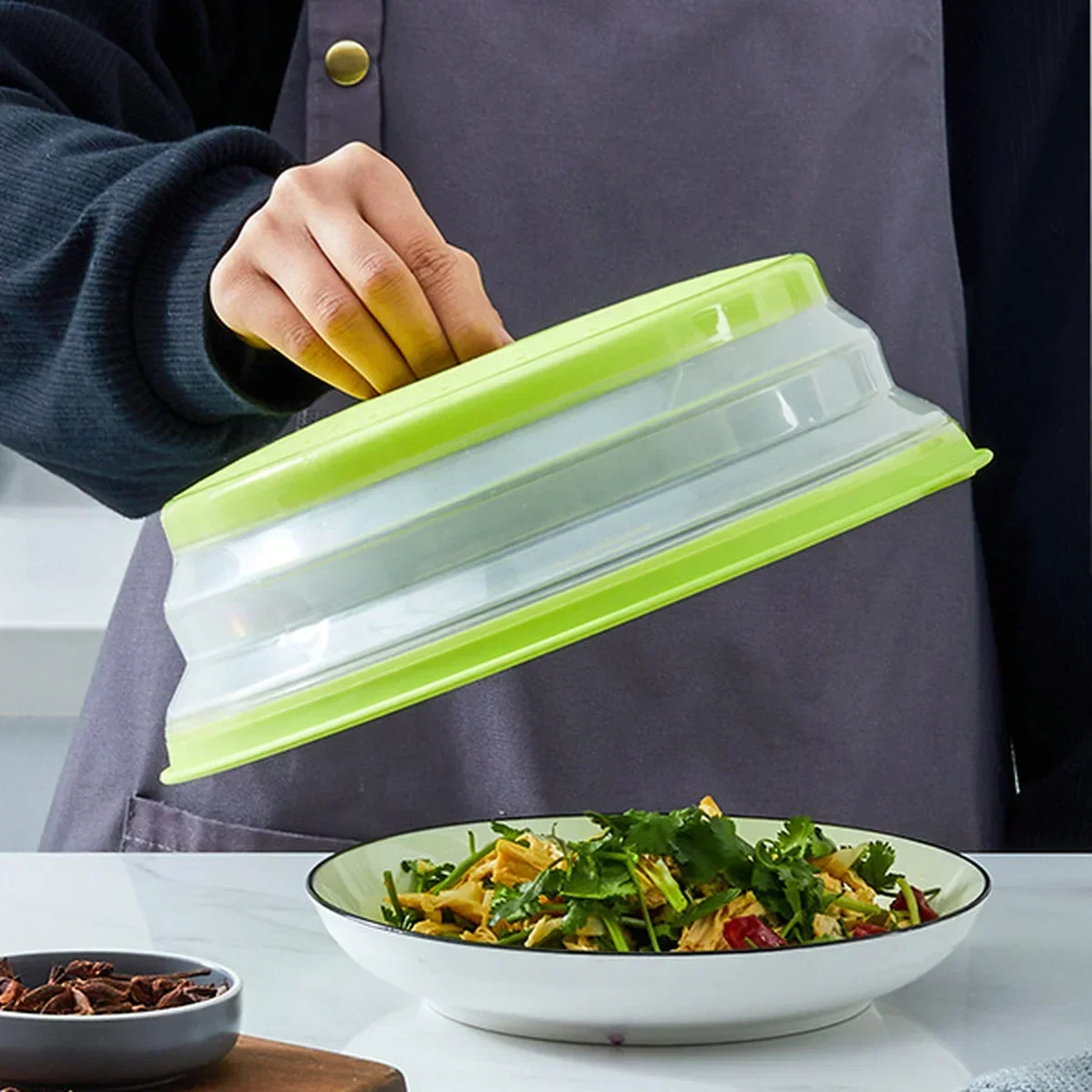 Microwave Splatter Cover Cooking Lid Heating  Folding Covers Silicone Fresh-keeping Oil-proof Splash-proof with Hook