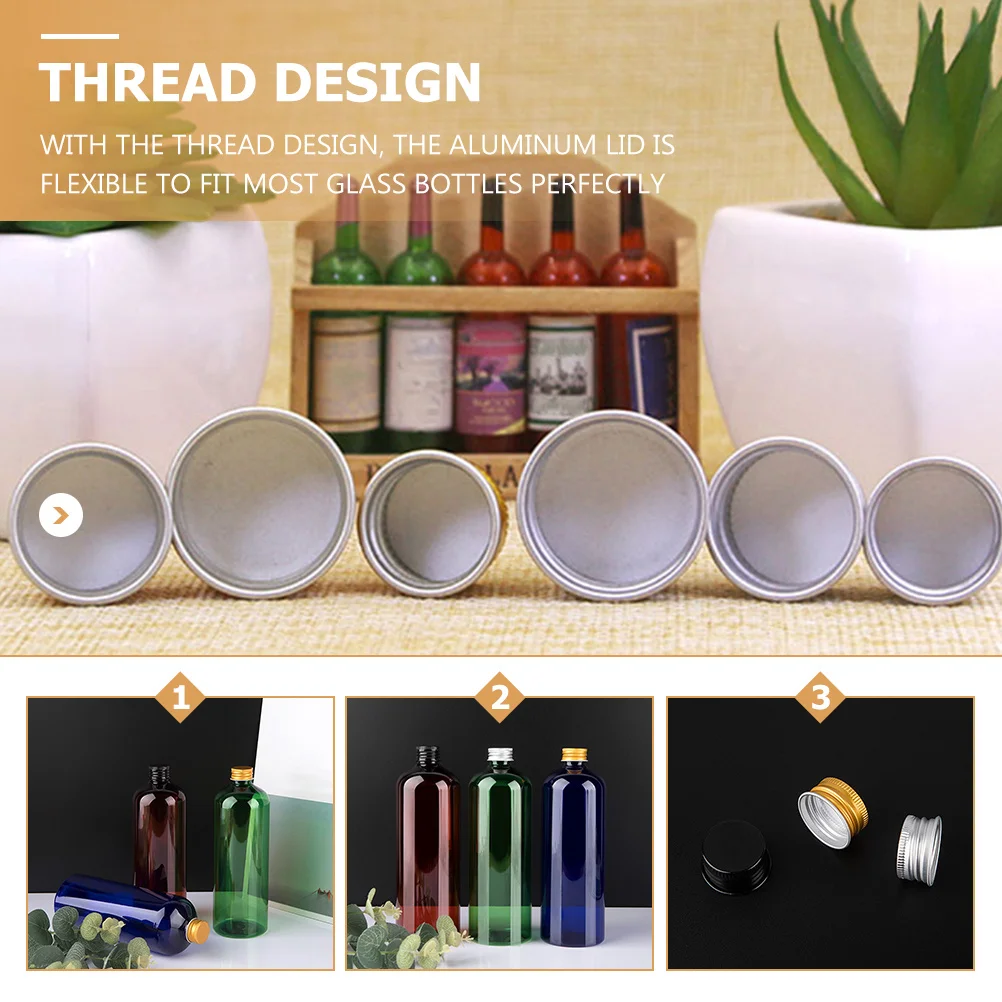 

50Pcs Leak-Proof Thread Lids Flexible Aluminum Bottle Caps Household Jar Caps Reusable Bottle Lids Jar Accessory