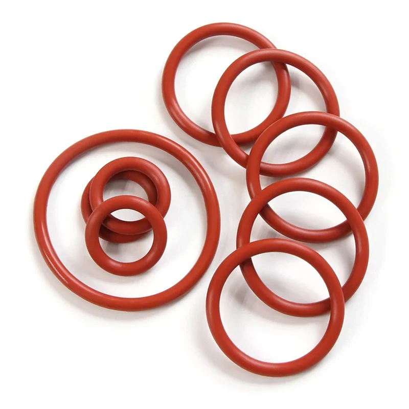 10pcs VMQ O Ring Gasket Thickness CS 5mm OD 15 ~ 150mm Red Waterproof Washer Round O Shape Silicone Ring Food Grade