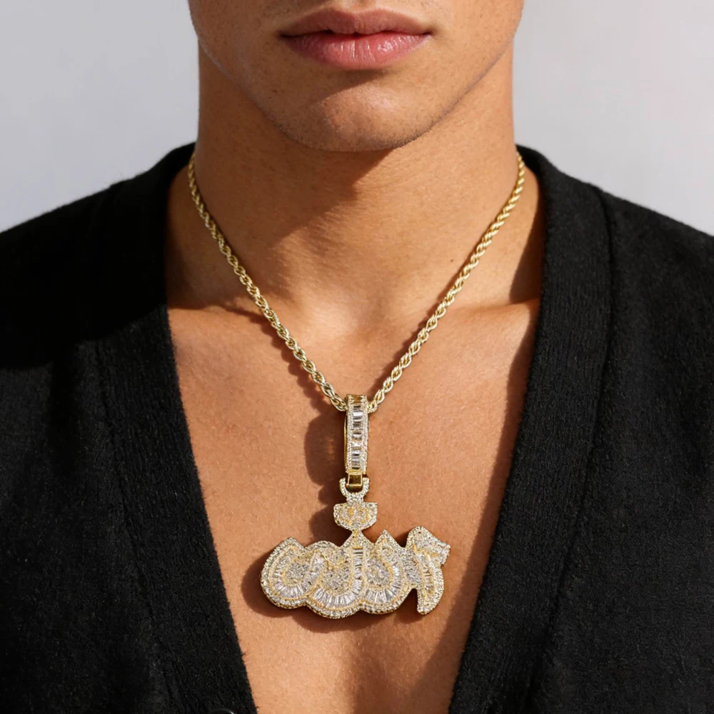 بلينغ جديد Allāh قلادة قلادة مع سلسلة التنس جودة عالية مثلج خارج مايكرو تمهيد زركون الهيب هوب موضة للهدايا