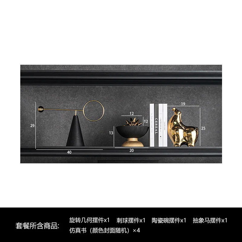 Goldene geometrische Kunstwerke Ornament Wohnzimmer Weinschrank Modell Zimmer offene Gitterdekoration