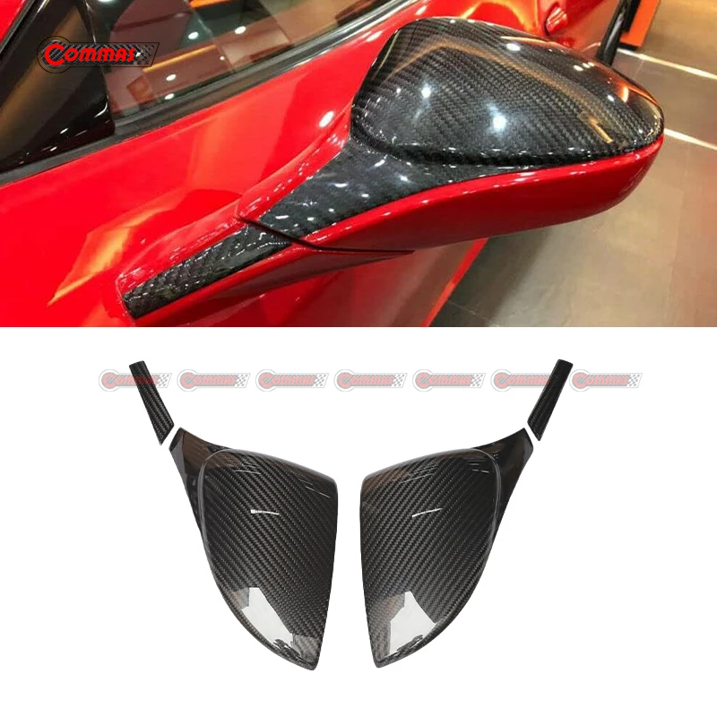 Left & Right Car Rearview Mirror Cover For Ferrair 458 oem Style Dry Carbon Fiber Pasted Side Door Wing Mirror Caps