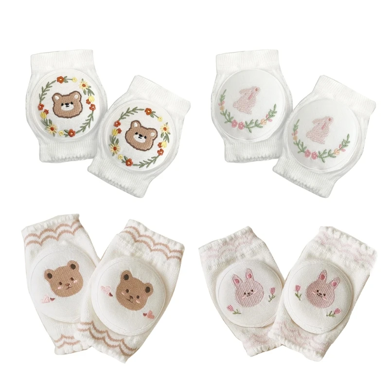 1Pair Baby Knee Pads for Baby Walking Crawling Knee Pads Cotton Knee Protectors Cartoon Embroidery Knee Protective pad