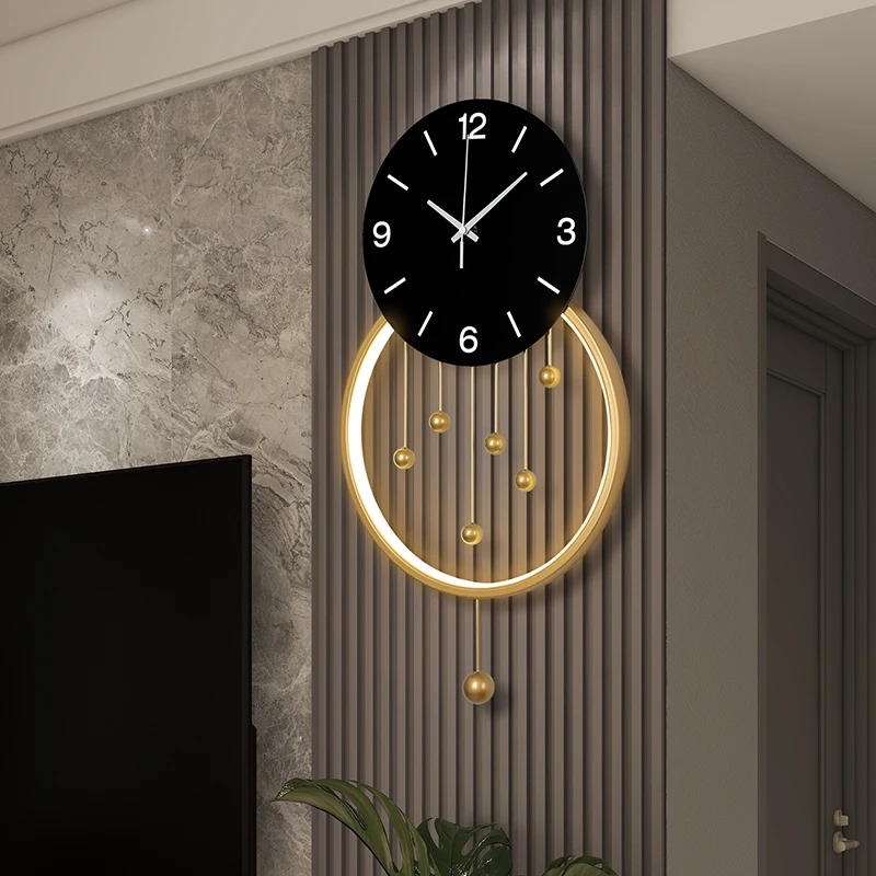 

Italy Black Wall Clock Bedroom Aesthetic Large Design Wall Clock Gold Pendulum Mecanismo Reloj Pared Home Decorating Items