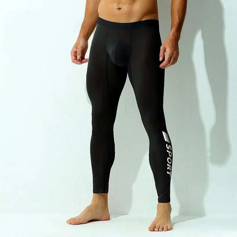 Ultra Thin See Through Men's Tight Fitness Running Sweatpants Leggings Plus Size Training Joggers Sweat Trousers