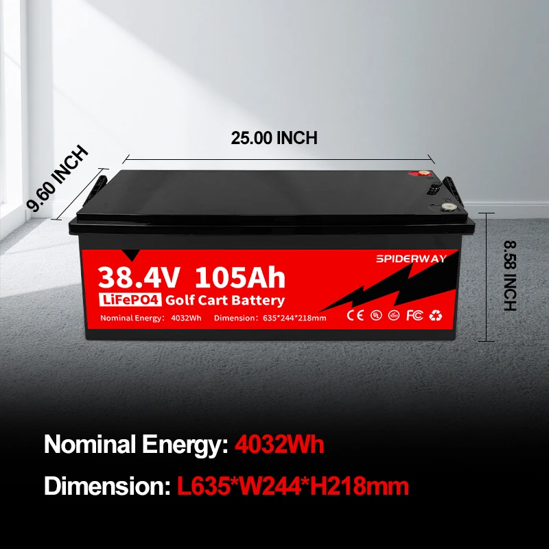 الأحمر 36 فولت 105 أمبير عربة جولف LiFePO4 بطارية ليثيوم ث/36 فولت 25A شاحن سريع ل EZGO TXT