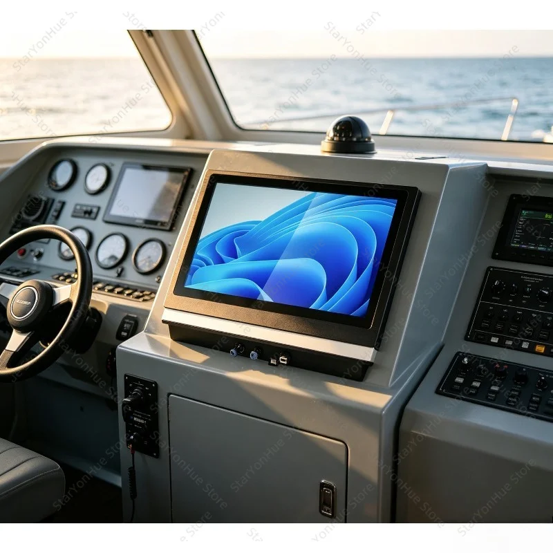 21.5 Inch Industrial Touch Screen Monitor, 1000-1500Nits AG+Bonded Glass IP66 Waterproof Display For Marine Yachts Outdoor Use