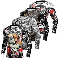 Dropshipping  masculine Boxing Jersey Long Sleeve men's kimono for jiu jitsu Sublimation Print MMA bJJ t-Shirts Compression Tops