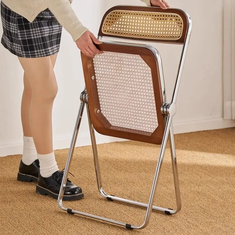 

Antique Folding Chair Home Backrest Chair Dining Internet Celebrity Photo Sedentary Breathable Folding Chairs