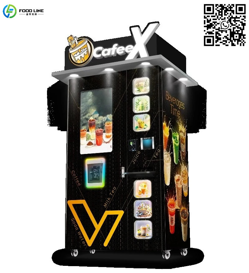 Customized New Design Outdoor Kiosk Self Service Automatic Coffee Robot Milkshake Caffe Machine