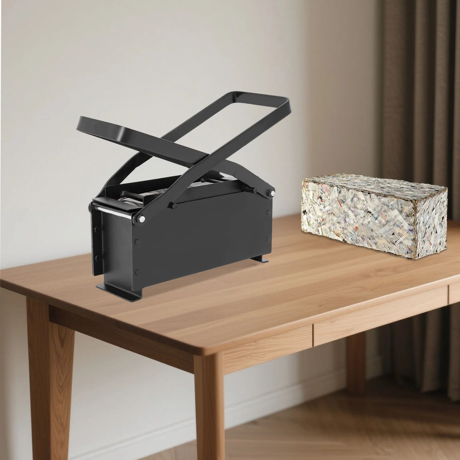 Manuelle Zeitungs-Brikettpresse, robuste Eisenpapierpresse für Kamin, Lagerfeuer, Grill im Freien, DIY-Papierbrennstoffziegel-Hersteller für den Hausofen 33 x 15 x 13 cm