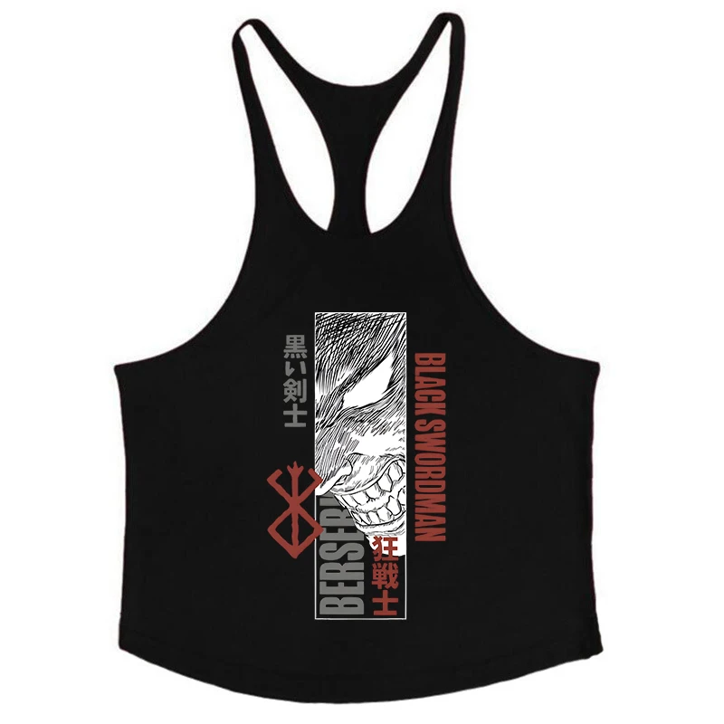 Berserk Grafik-Tanktop aus Baumwolle für Herren, Sommer, ärmellos, Y-Back-Weste, für Fitness, Muskeltraining, sportliches Workout, Unterhemd, Activewear – Detail 10