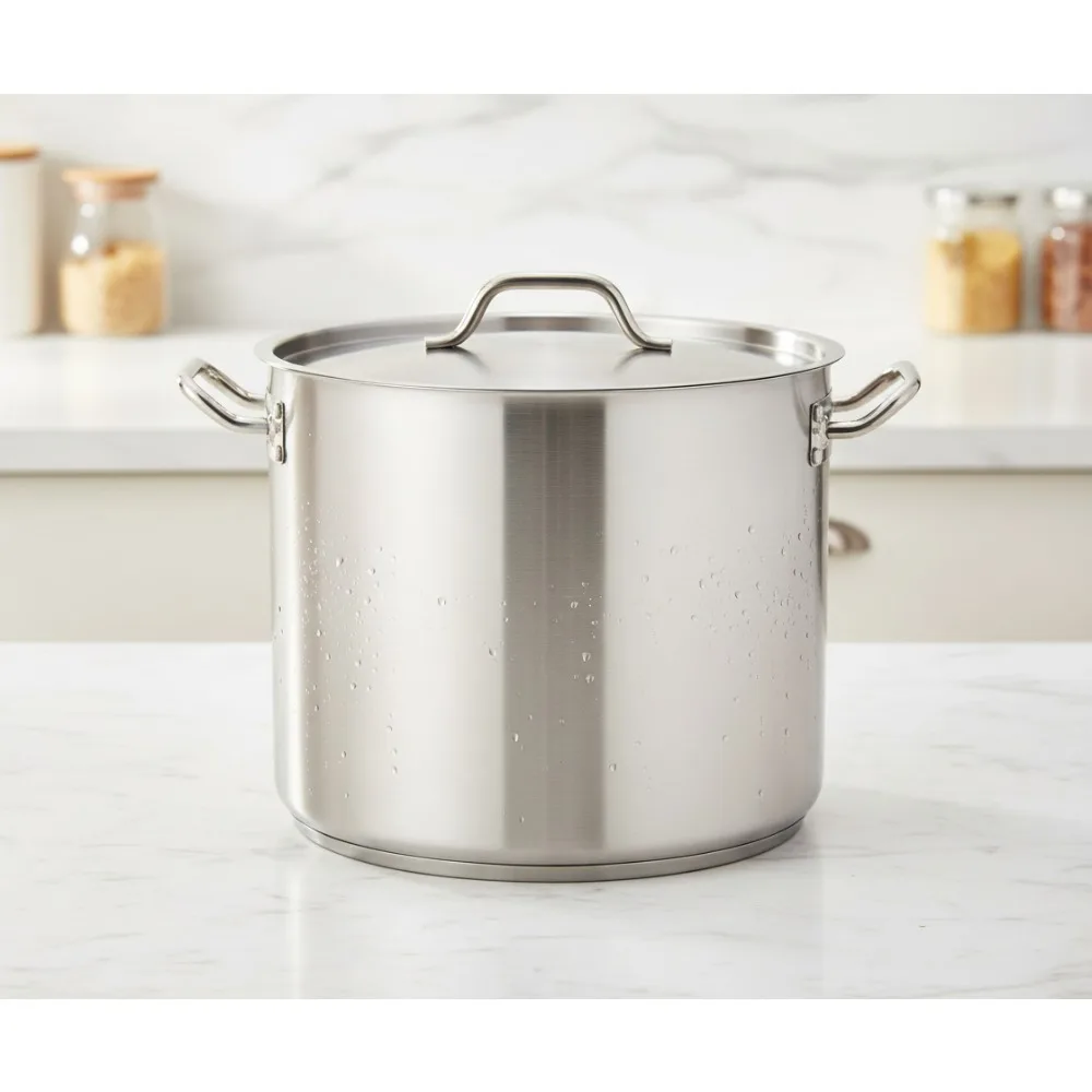 

Кастрюля из нержавеющей стали на 8 литров с крышкой, алюминиевый сердечник диаметром 5 мм для равномерного приготовления пищи — идеально подходит для супов, раковин и профессиональных повара