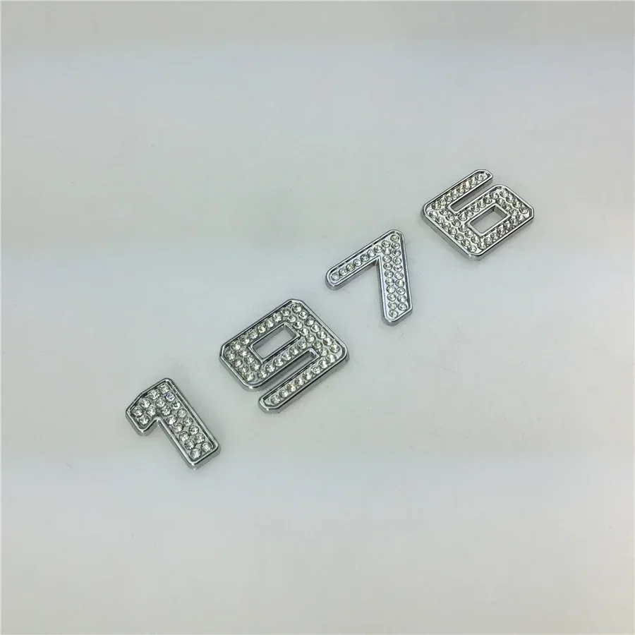 Car Alphabet Stickers Metal Digital Car Stickers Personalized Tail Plate  4pcs