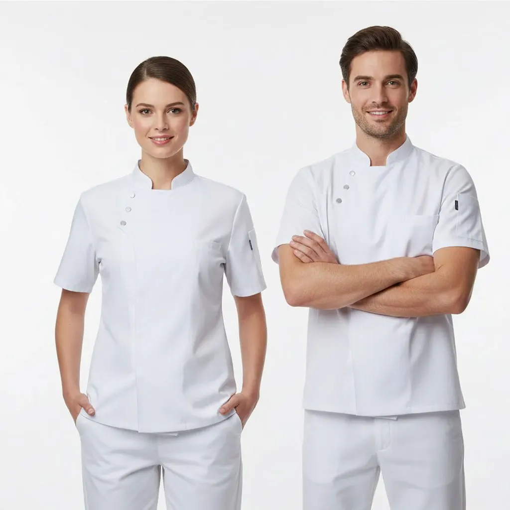 

Men's Summer Short Sleeve Chef Uniform Lightweight Wear-Resistant Workwear for Hotel Restaurant Catering Kitchen