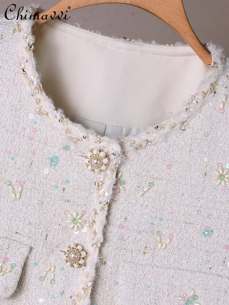 フレンチスタイル社交界ドレスセット レディース 秋新作 高級ビーズ刺繍入り スリムフィット 長袖ジャケット エレガントショートドレス