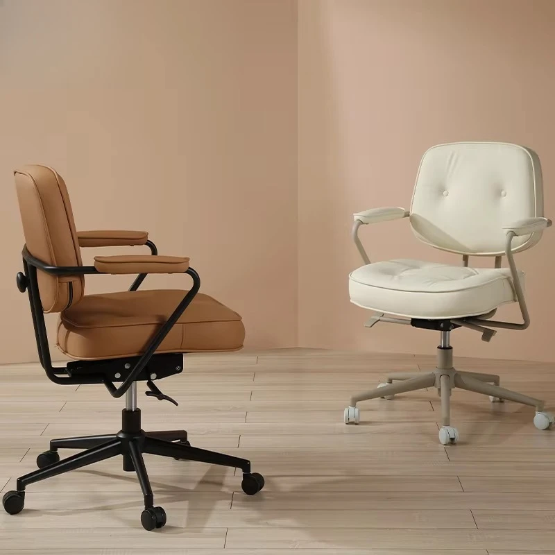 PU Leather Living Room Chair Adjustable Reclining Backrest Artistic Style Fixed Armrests Steel Base