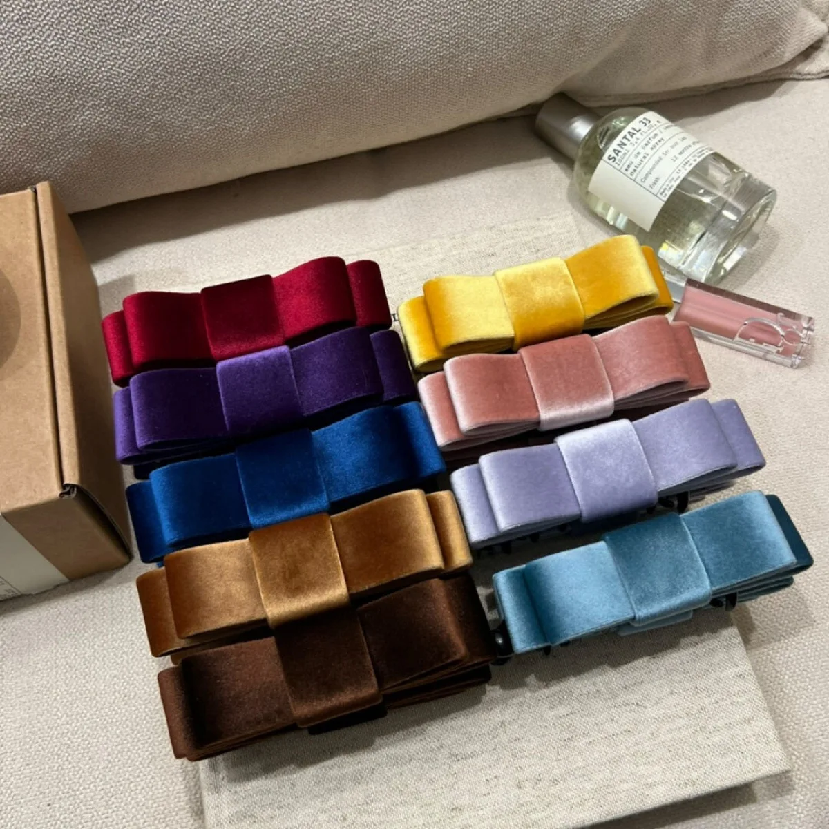 

1pc Korean French Style Velvet Bow Banana Clip Double Sided Hair Claw for Women Back of Head Ponytail Holder Elegant Daily