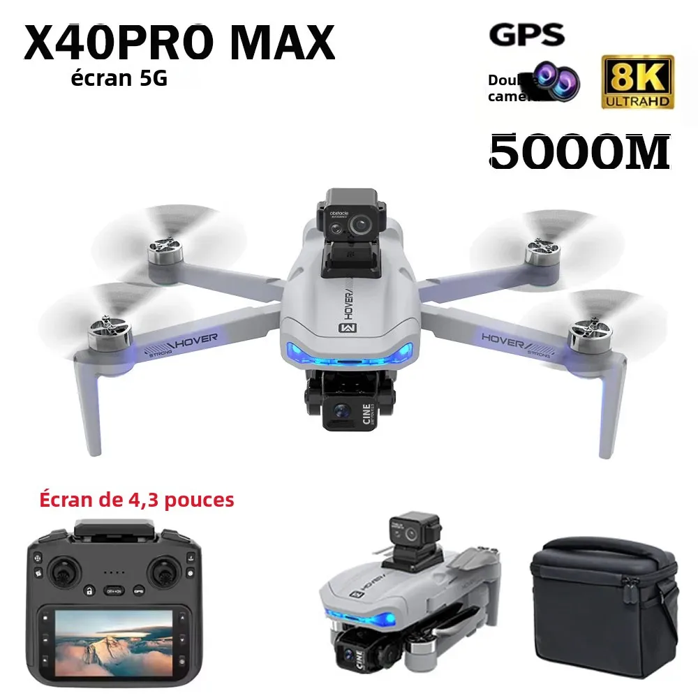Drone GPS JJRC X40 Pro MAX 8K Professionnel HD Double Caméra Wifi 5G 360° °   Drone RC pliable sans balais avec évitement d'obstacles