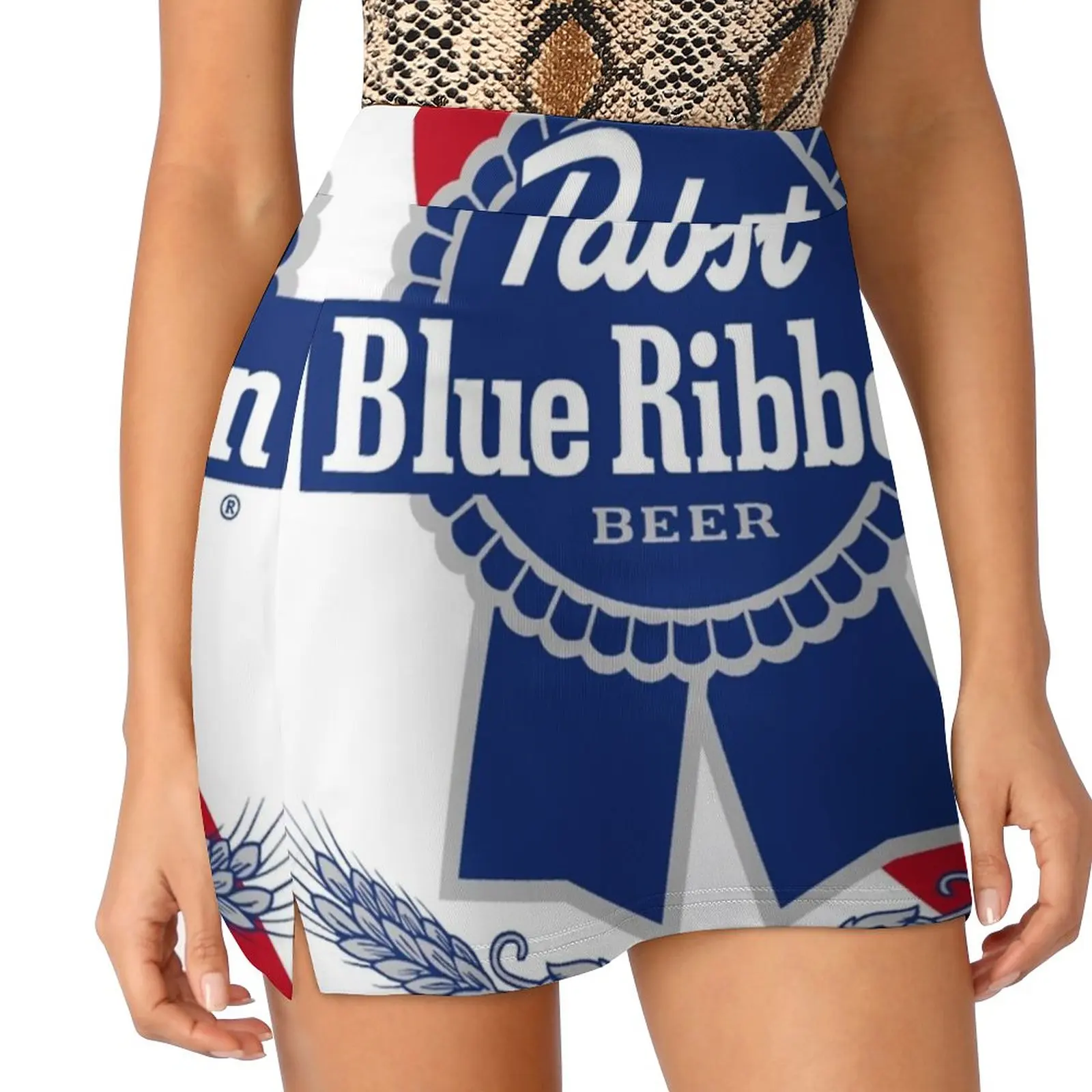 Pabst azul fita saia feminina esporte skort saia com bolso moda estilo coreano saia 4xl saias pabs cerveja pabst azul fita