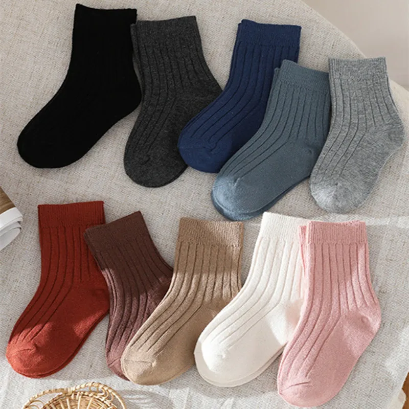 Solid Baby Boys Girls Socks Breathable Toddlers Kids Short Socks Solid Stripe Infant Princess Cute Socks For 0-8Years