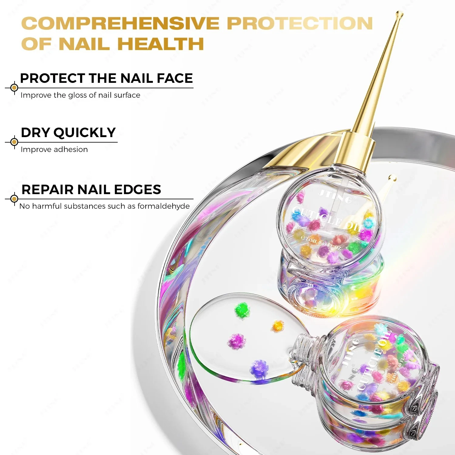 JTING 1pc Deep Moisture Cuticle Oil Formula Flower Cuticle Oil 15ml for Nails Nutrition Revitalizer Oil