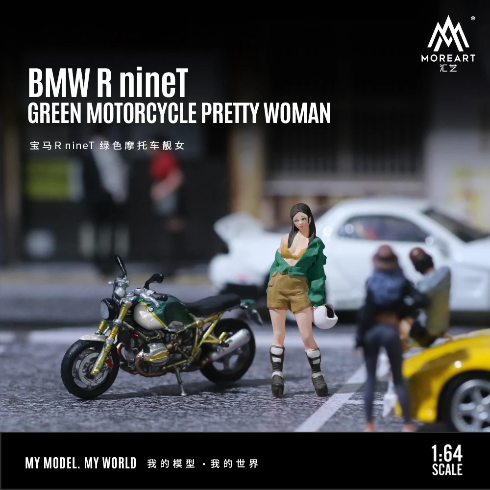 Zamów w przedsprzedaży *MoreArt 1:64 BMW R nineT Zielony zestaw lalek motocyklowych - wysyłka w grudzień