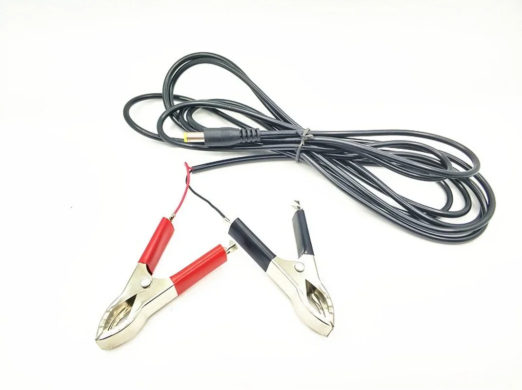 3 meters long DC battery clip cord male to alligator clip cord DC 12V 24V universal audio cable red and black clip