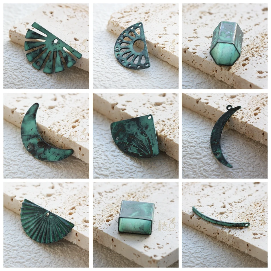 One Piece Hand Made Green Patina Charm - Varies Shapes and Size (PTA-b)