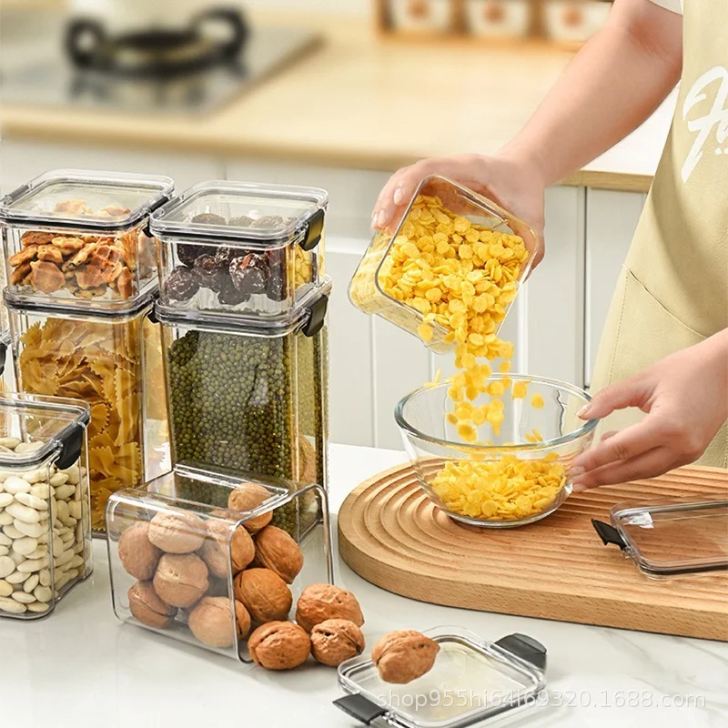

Kitchen Organizer Plastic PET Storage Container Food Box Jar for Efficient Rangement Conservation Cuisine Pojemniki Kuchenne