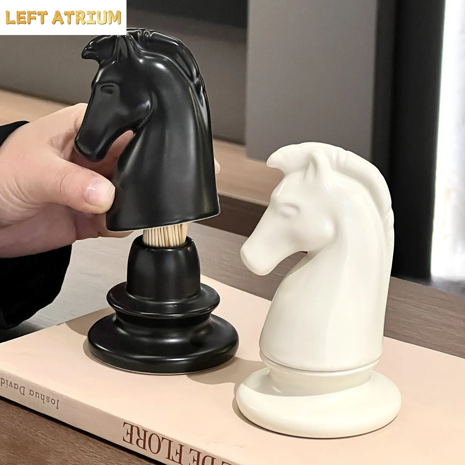 Chess Toothpick Holder Ornaments Ceramic French Retro Toothpick Holder Creative Year of The Horse Animal Toothpick Holder