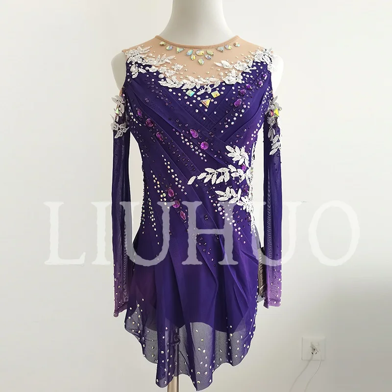 

LIUHUO Rhythmic Gymnastics Leotard Purple Competitive Cheerleading Performance For Children BD7239