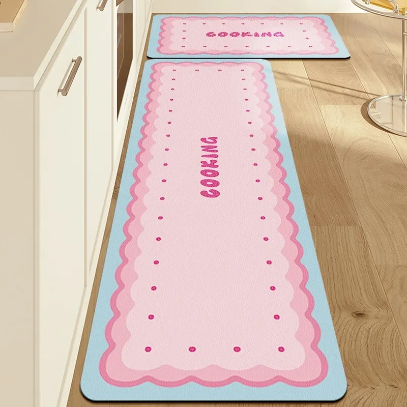 Carpet for Kitchen Floor Mat Cute Colorful Waterproof Rug Oil-proof Pvc Leather Mats Non-slip Long Strip Decorative Rugs 주방 깔개