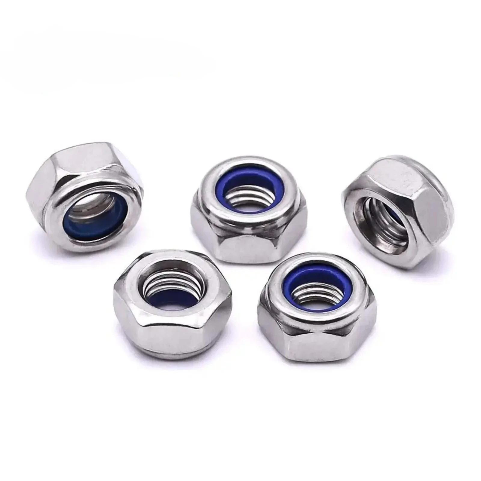 2-50pcs DIN985 M2 M2.5 M3 M4 M5 M6 M8 M10 M12 304 Stainless Steel Hex Nylon Self-locking Nuts Locknut Slip insert Lock Nut