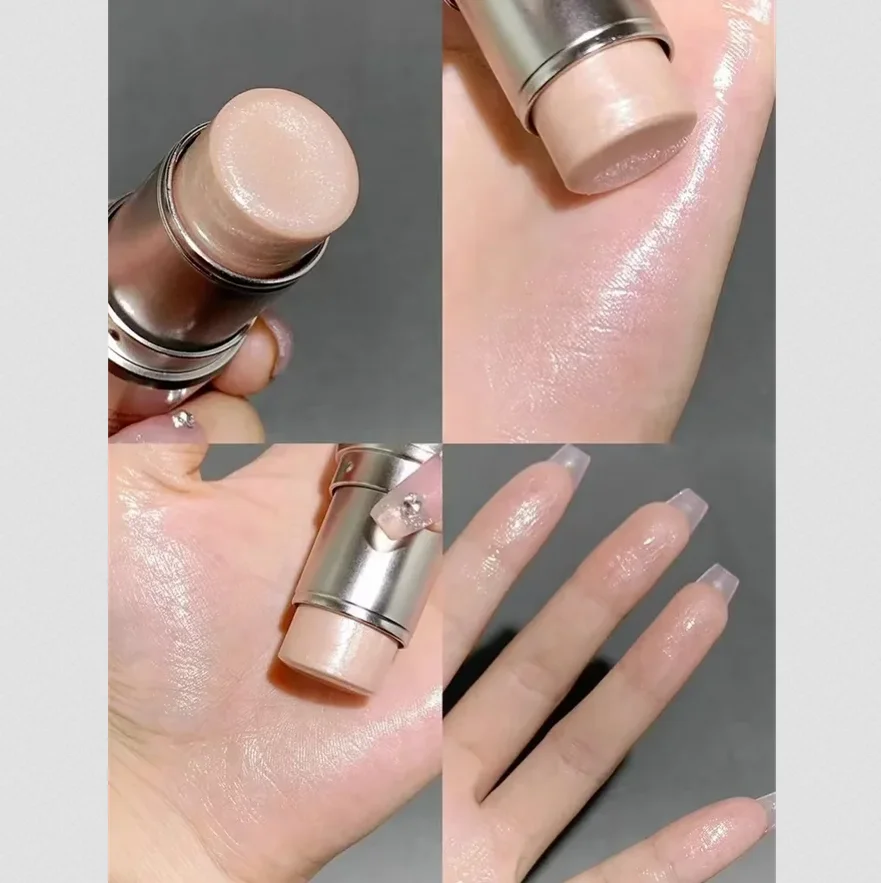 Dual-Effect Blush Highlighter Stick – Watery Micro-shimmer, Waterproof 3D Contour, Lift Apple Cheeks