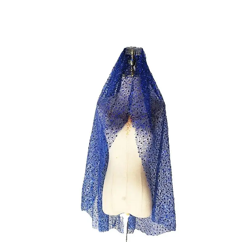 

customized Blue Diamond Pearl Veil 2026 New Model Flashing Bride Accessories Short Bridal Hair Comb