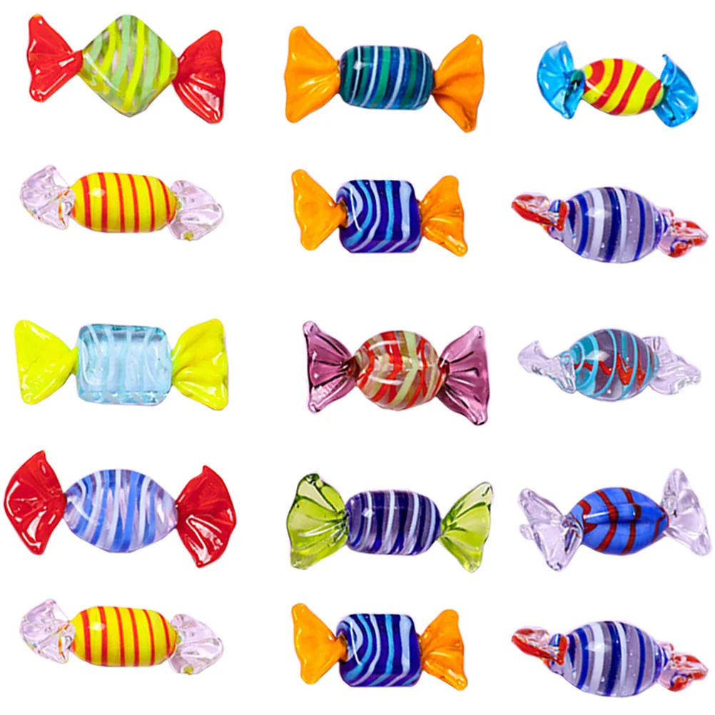 

15Pcs Colorful Glass Candy Sweets Ornaments for Party Wedding Christmas Home Decoration Random Colors Glass Candy