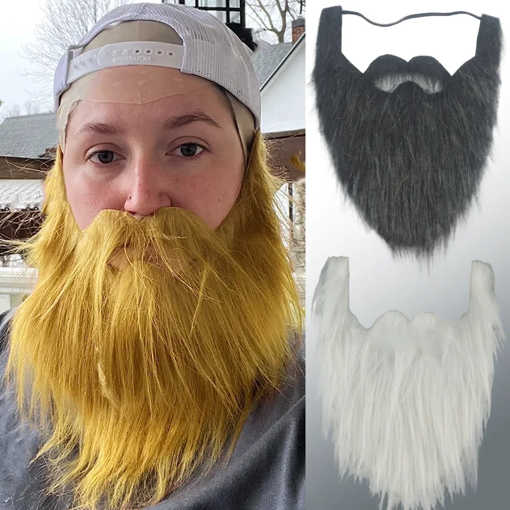 

30CM Realistic Artificial Fake Beard Long Fluff Mustache Whisker Grandpa Santa Claus Cosplay Halloween Costume Party Props