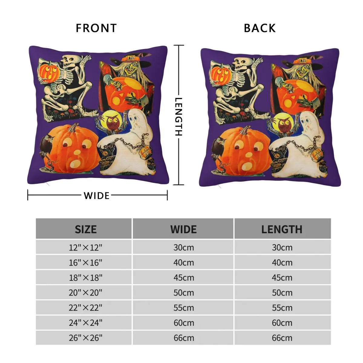 Halloween Pumpkin Collage Square Pillowcase Polyester Linen Velvet Printed Zip Decor Bed Wholesale