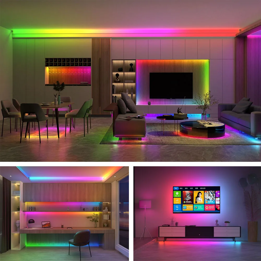 Imagem -05 - Fita Led Smart Rgb Endereçável Individualmente Fita Pcb Preto e Branco Ws2812b Ws2812 Ip30 65 67 dc 5v 30 60 144leds m