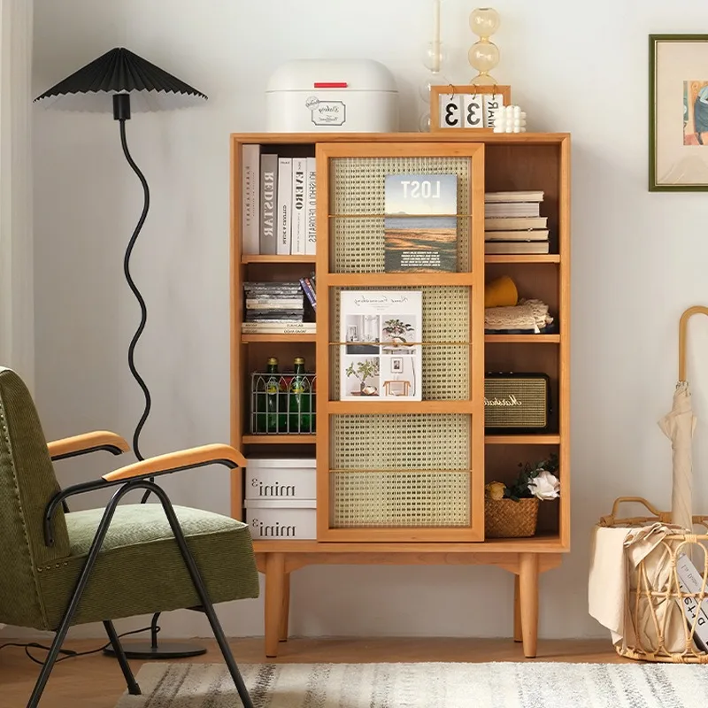 

Display Storage Cabinet Locker Locker Household Solid Wood Bookcase Combination Side Cabinet Living Room Magazine Cabinet