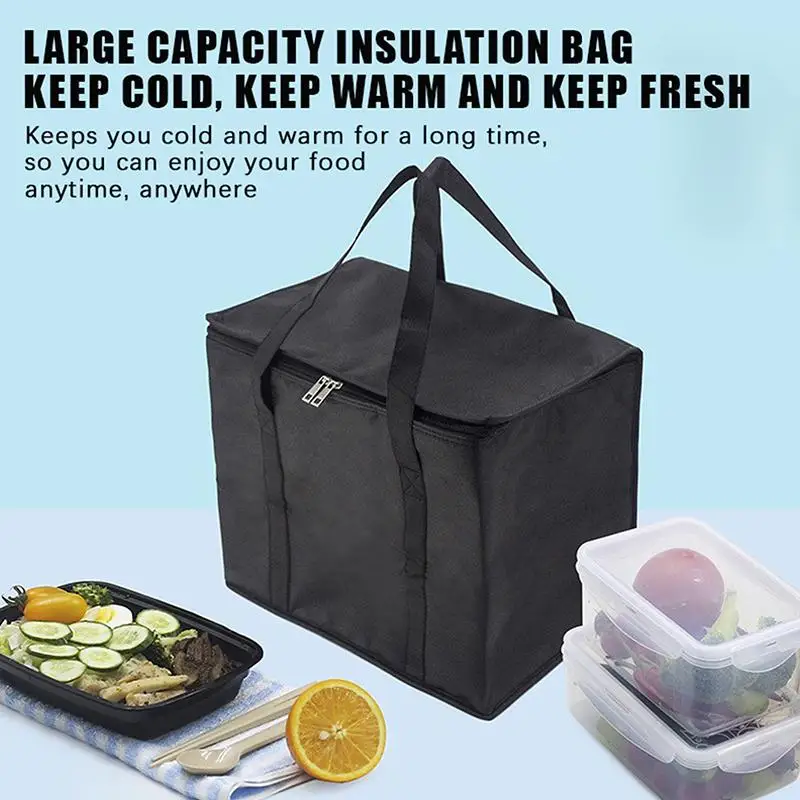 Large Capacity Insulated Lunch Bag Portable Thermal Cooler for Work Picnic Beach Hiking Outdoor Family Trips